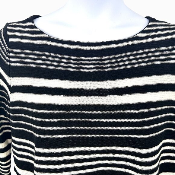 LRL LAUREN JEANS CO RALPH LAUREN B&W STRIPE LINEN COTTON SWEATER - 1X - Picture 2 of 4